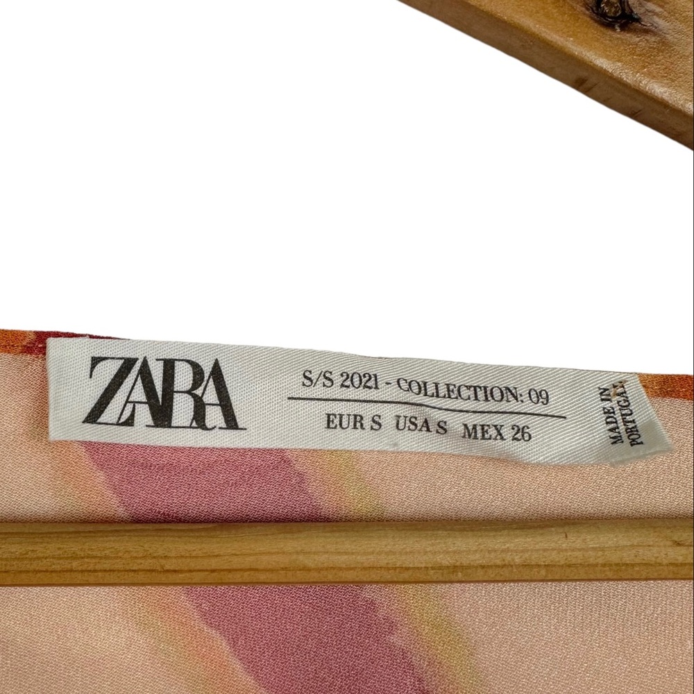 Zara Limited Edition Blogger Favorite Abstract Chiffon Oversized Poncho Orange S - Picture 11 of 13